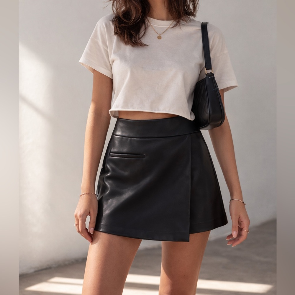 Faux Leather Skort